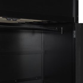 Wood Full Size Loft Bed with Desk, Multi-Storage Shelves and RGB Light