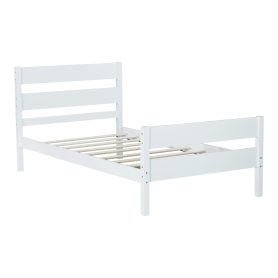Rubber Wood Twin Platform Bed With Headboard