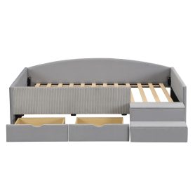 Twin Size Upholstered Daybed Frame With 2 Storage Drawers