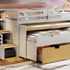 Twin XL Loft Bed with Pull-Out Desk and Twin Trundle