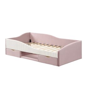 Twin Upholstered Daybed Frame With 2 Storage Drawers