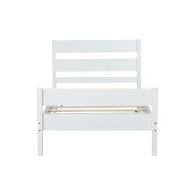 Rubber Wood Twin Platform Bed With Headboard
