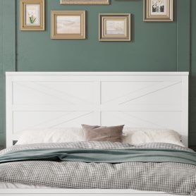 Farmhouse Style Queen Size Bed with Barn Door Designed Headboard and Footboard
