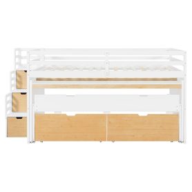 Full XL Loft Bed with Pull-Out Desk and Twin Trundle