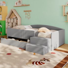 Twin Size Upholstered Daybed Frame With 2 Storage Drawers