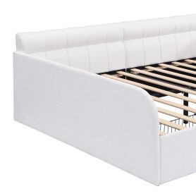 Full Size Boucl Fabric Daybed Frame With Storage Drawer