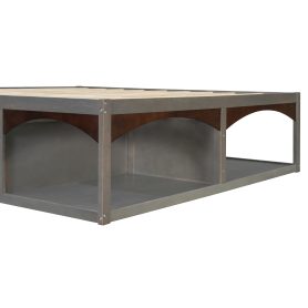 King Bed Frame With Storage Drawers, No Headboard Platform Bed