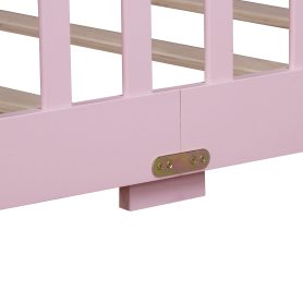 Twin Size Floor Bed with Fence with Door