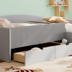 Twin Size Upholstered Daybed Frame With 2 Storage Drawers