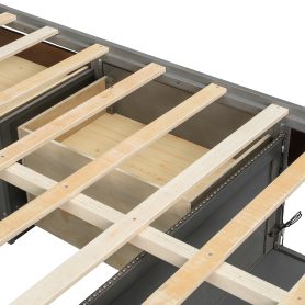 King Bed Frame With Storage Drawers, No Headboard Platform Bed
