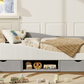 Full Upholstered Daybed Frame With 2 Storage Drawers
