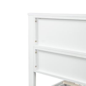 Farmhouse Style Queen Size Bed with Barn Door Designed Headboard and Footboard