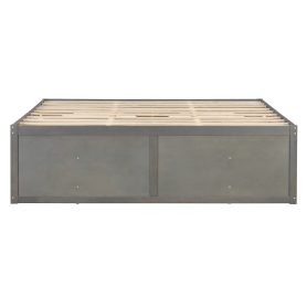 King Bed Frame With Storage Drawers, No Headboard Platform Bed