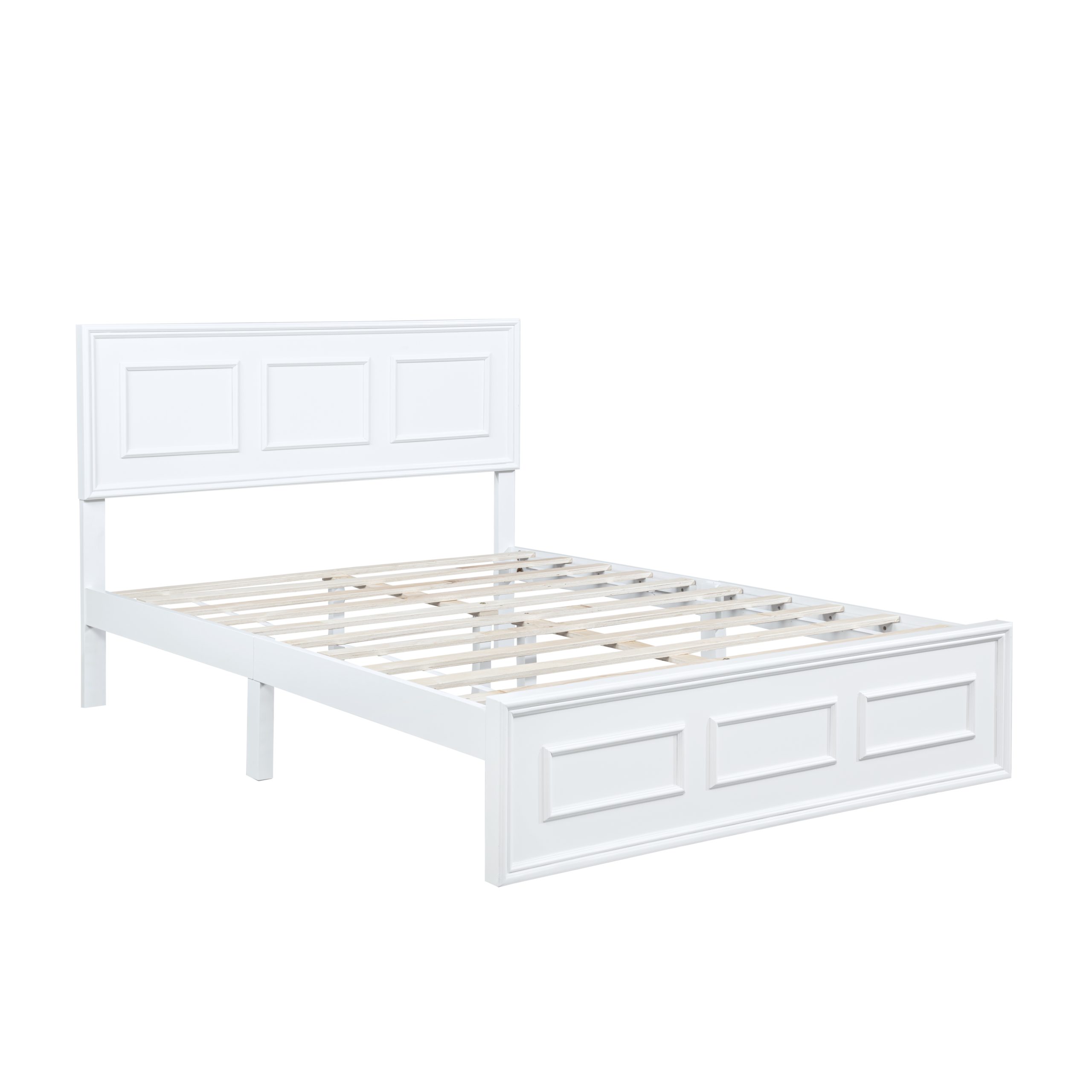 Pine Wood Full Size Bed with Adjustable Height Headboard