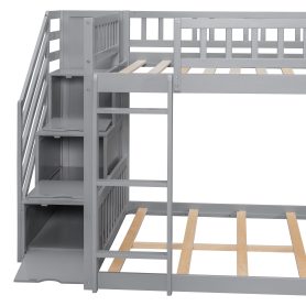 Stairway Full Over Full Bunk Bed With Three Drawers And Slide