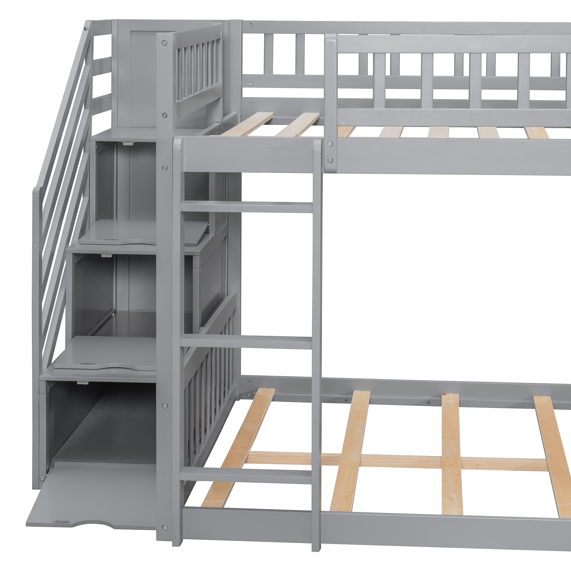 Stairway Full Over Full Bunk Bed With Three Drawers And Slide