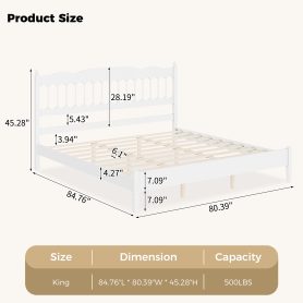 Countryside Style King Size Wooden Bed Frame With Spindle Headboard