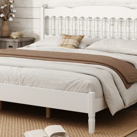 Countryside Style King Size Wooden Bed Frame With Spindle Headboard