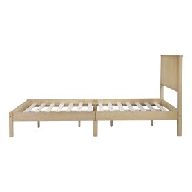 Queen Size Solid Rubber Wood Bed with Wave-Styled Headboard