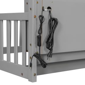 Full House Floor Bed with Storage Shelves, Built-in LED Lights & Charging Station
