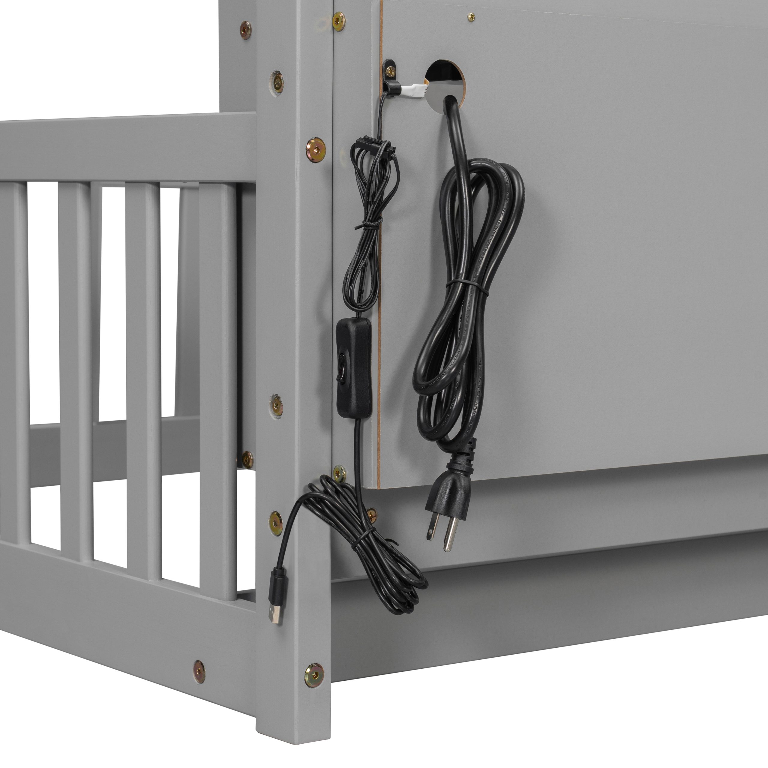 Full House Floor Bed with Storage Shelves, Built-in LED Lights & Charging Station