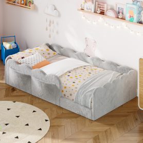Twin Size Upholstered Floor Bed