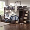 Twin Over Twin Bunk Bed with 2 Drawers and Staircase