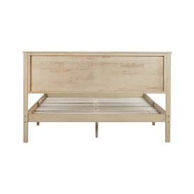 Queen Size Solid Rubber Wood Bed with Wave-Styled Headboard