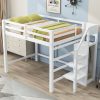 Full Size Loft Bed with Built-in Storage Wardrobe and Staircase