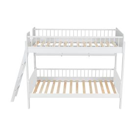 Twin Size Wooden Bunk Bed with 3 Storage Shelves, Ladder can be Changed Left or Right