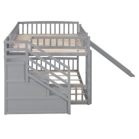 Stairway Full Over Full Bunk Bed With Three Drawers And Slide