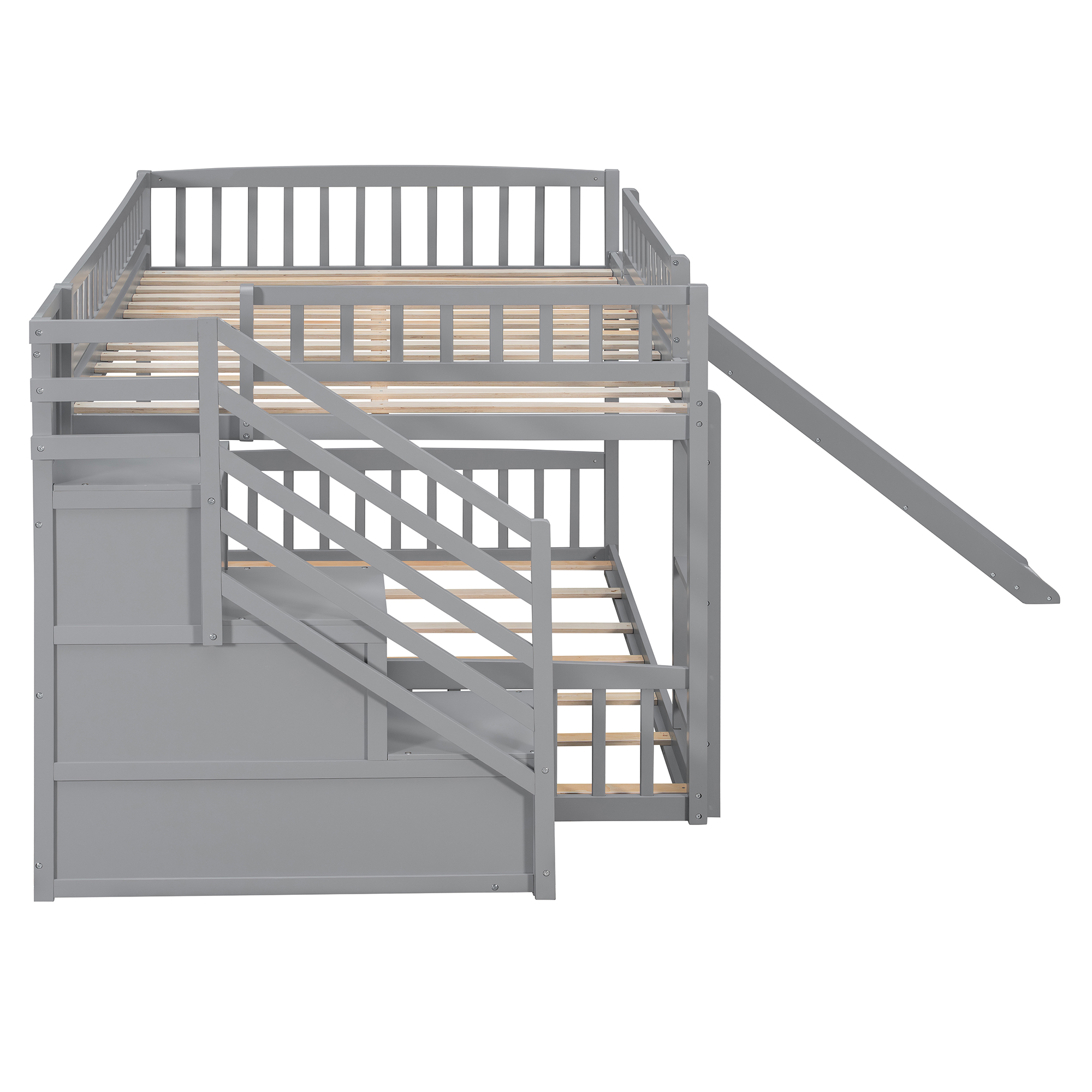 Stairway Full Over Full Bunk Bed With Three Drawers And Slide