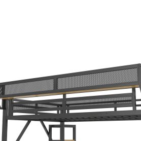 Metal Loft Bed with Stairs, Wardrobe, Charging Station, and LED Lighting