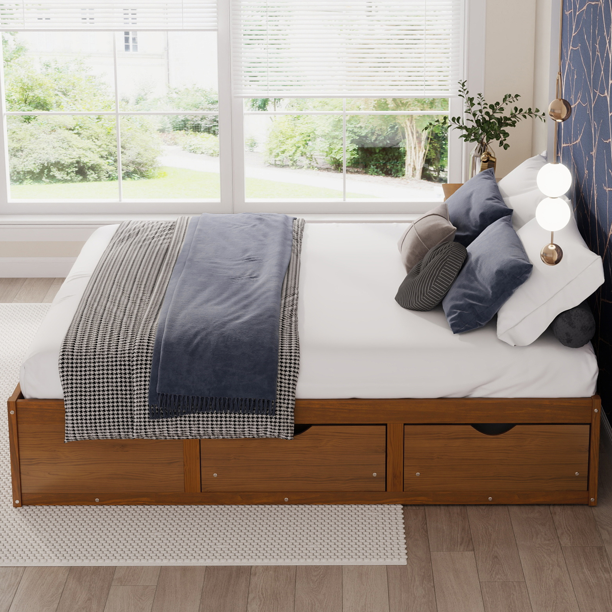 King Size Platform Bed with 6 Storage Drawers