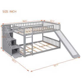 Stairway Full Over Full Bunk Bed With Three Drawers And Slide