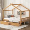 Full Size House Platform Bed with Two Drawers, Headboard and Footboard