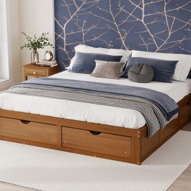King Size Platform Bed with 6 Storage Drawers