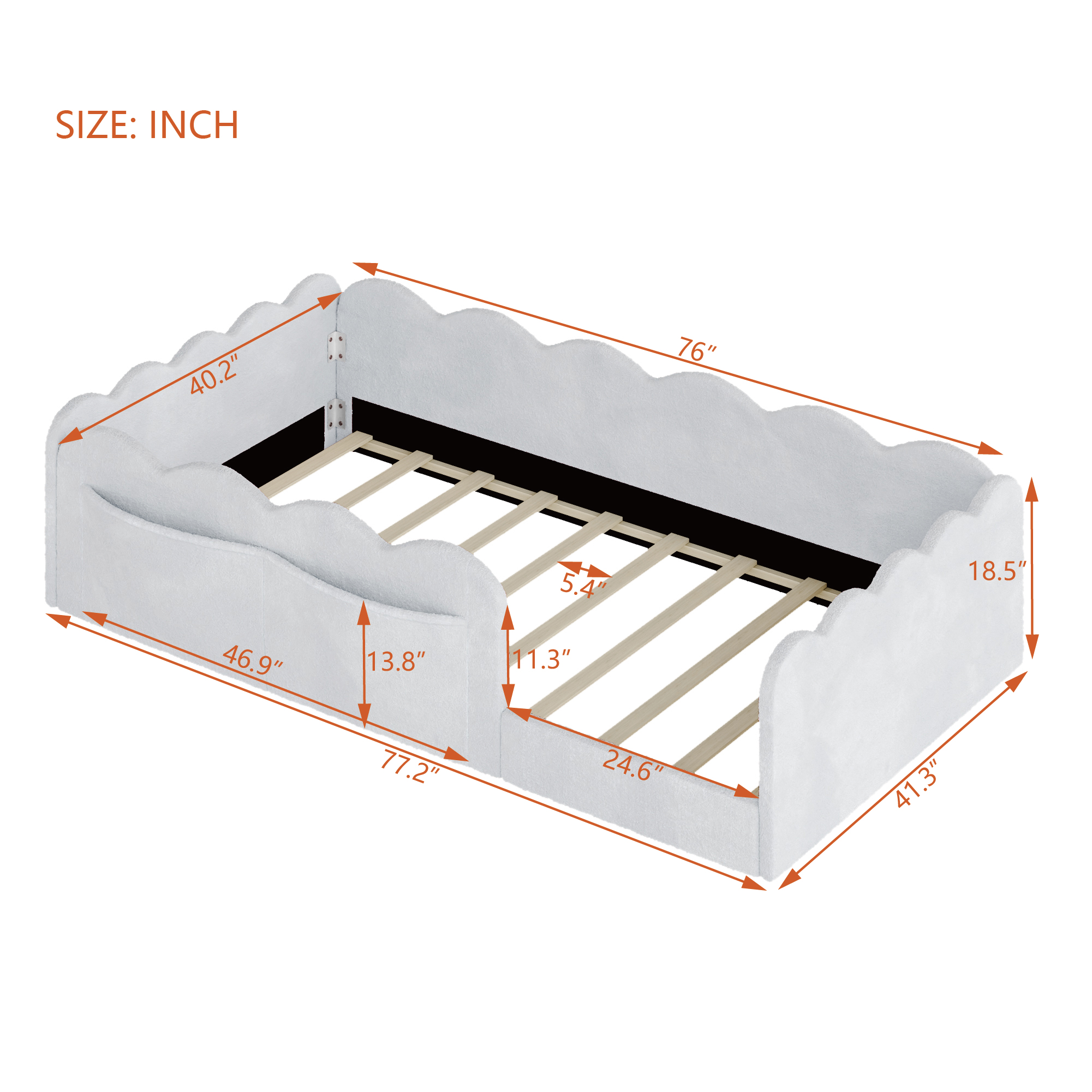 Twin Size Upholstered Floor Bed