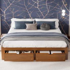 King Size Platform Bed with 6 Storage Drawers