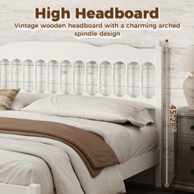 Countryside Style King Size Wooden Bed Frame With Spindle Headboard