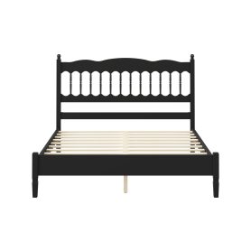 Countryside Style Queen Size Wooden Bed Frame with Spindle Headboard