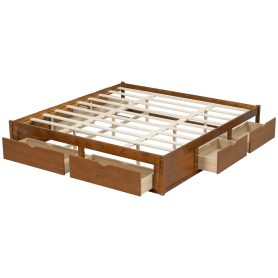King Size Platform Bed with 6 Storage Drawers