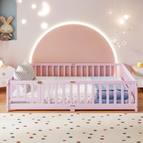 Full Size Floor Bed With Fence And Door