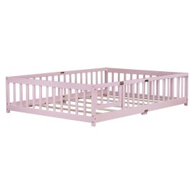 Full Size Floor Bed With Fence And Door