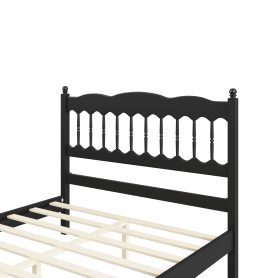 Countryside Style Full Size Wooden Bed Frame With Spindle Headboard