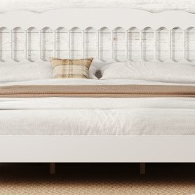 Countryside Style King Size Wooden Bed Frame With Spindle Headboard