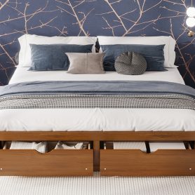 King Size Platform Bed with 6 Storage Drawers