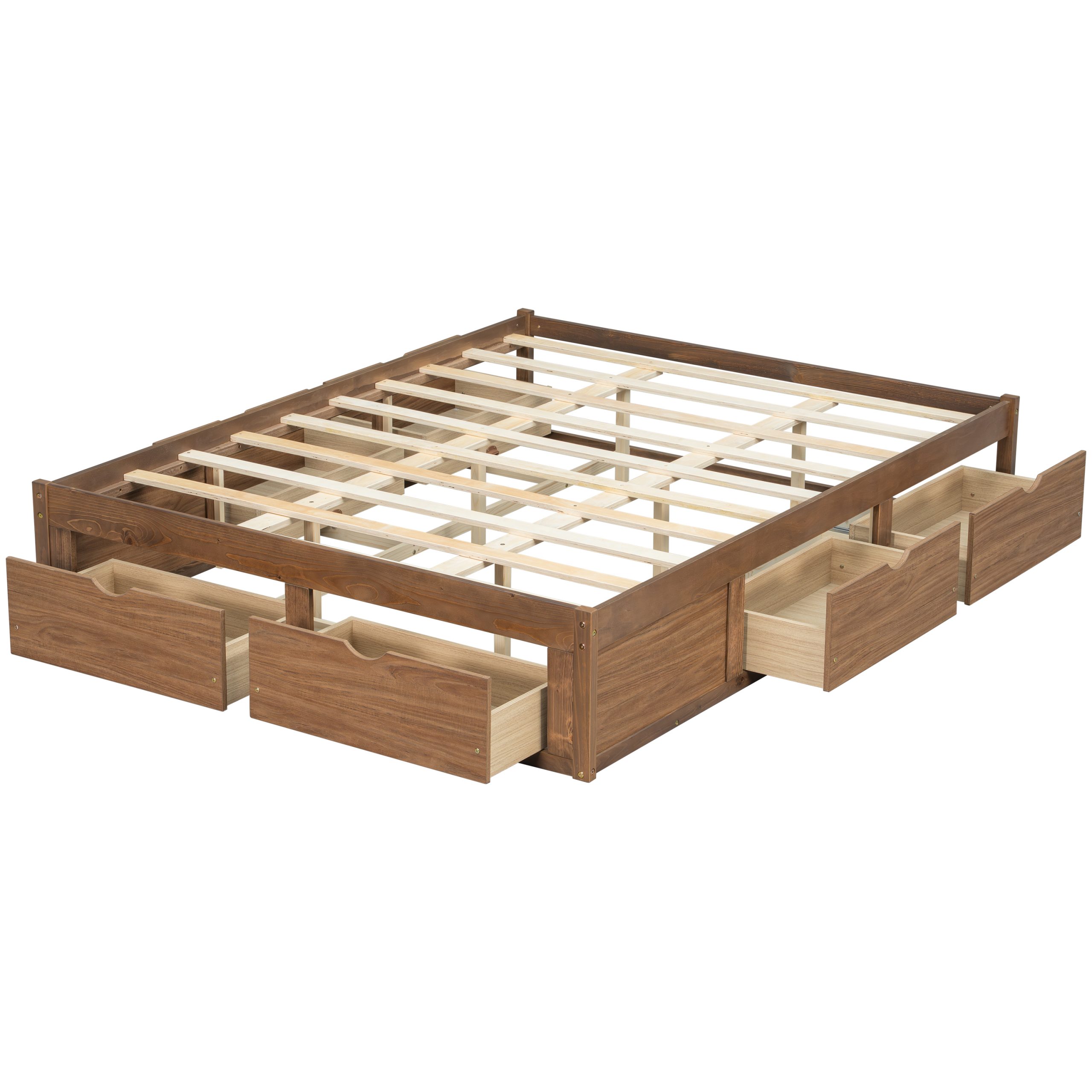 Queen Size Platform Bed with 6 Storage Drawers