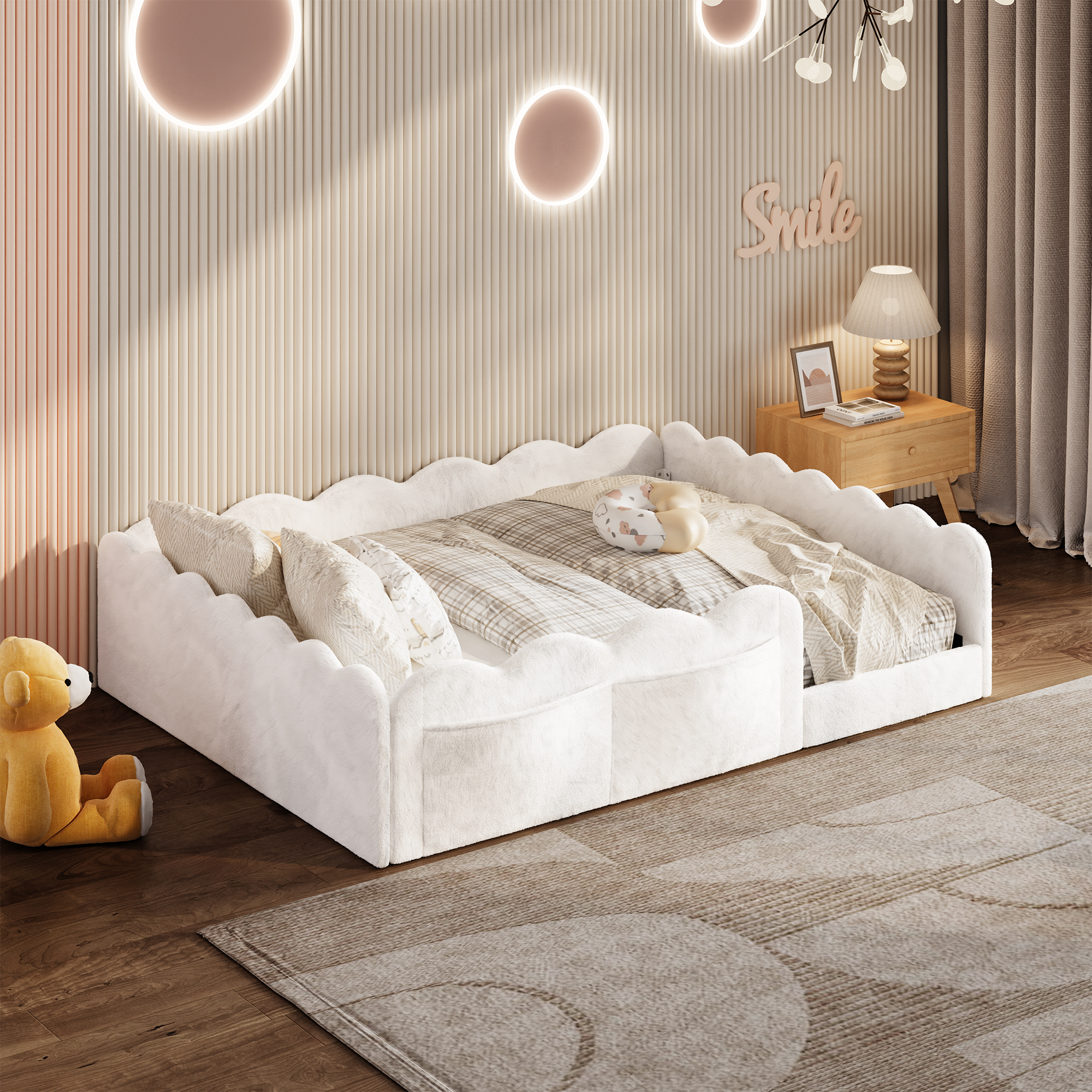 Full Size Upholstered Floor Bed