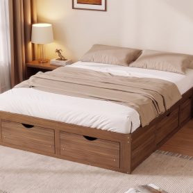 Queen Size Platform Bed with 6 Storage Drawers